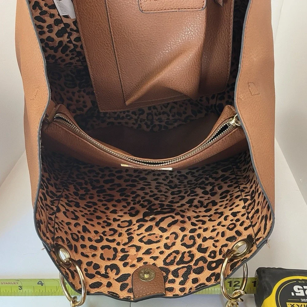Steve‎ Madden Large Purse Animal Print Inside Brown Chain Strap Matching Bag
